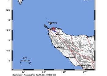 Gempabumi Tektonik M 3,4 Dirasakan di Kota Banda Aceh