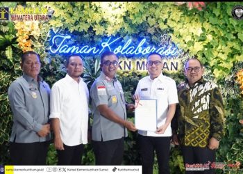 Kanwil Kemenkumham Sumut Terima Sertifikat Tanah Aset Eks-BLBI dari Kantor Pertanahan Kota Medan