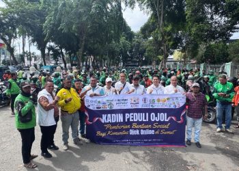 Kadin Sumut Gelar Program Peduli, Tahap Pertama Gelontorkan 4 Ton Beras Untuk Pengemudi Ojol di Medan