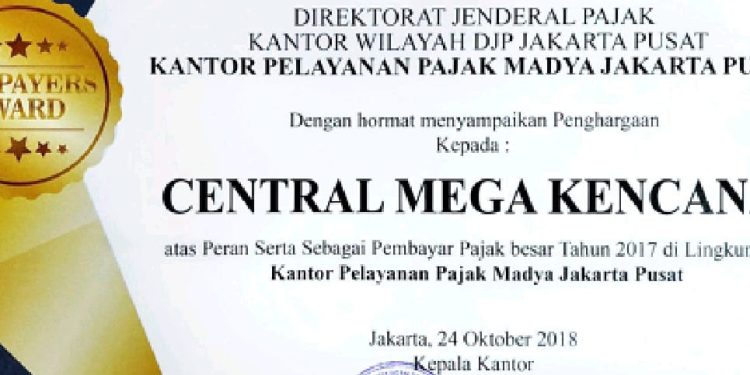 Central Mega Kencana Pertegas Good Governance sebagai Fondasi Utama Bisnis Perhiasan Berintegritas, Raih Tax Payers Award Pelayanan Pajak